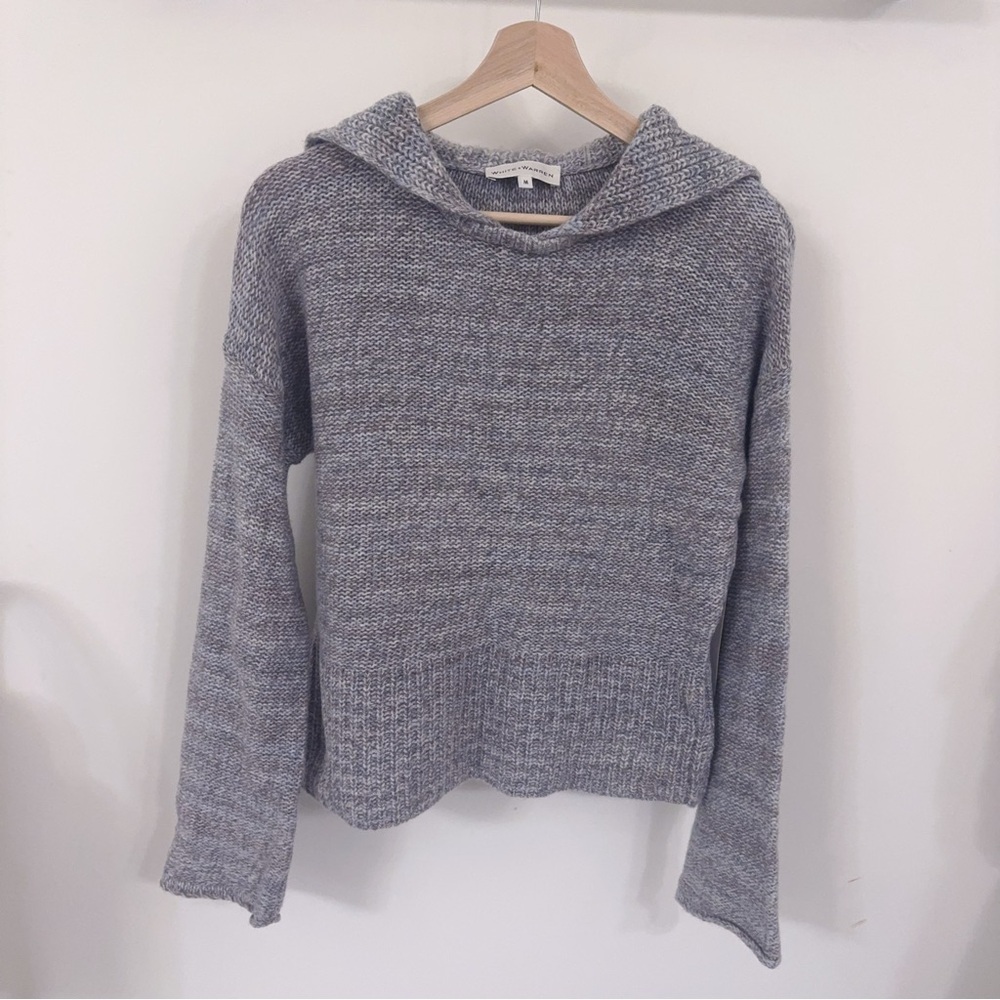 NWT 100% Cashmere White + Warren Luxe Ribbed Collar Pullover Cardigan M